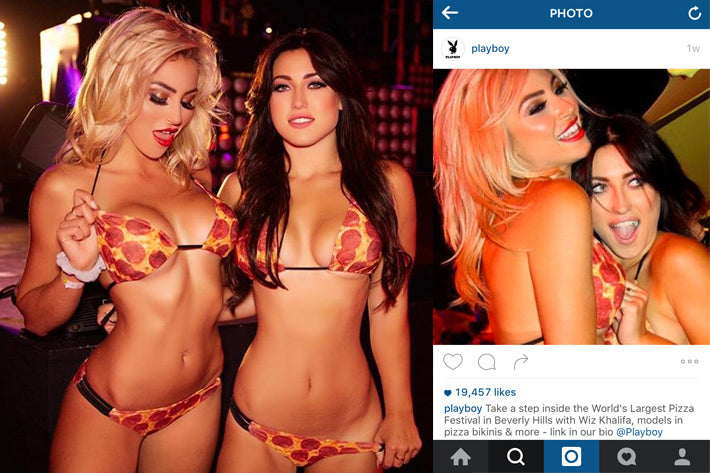 Playboy Cyber Girl of the Month Khloe Terae and Stefanie Knight in the Pyknic Pizza Bikini Swimsuit
