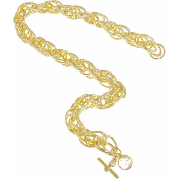 1AR by UnoAerre 18KT gold plated rope link chain necklace with toggle