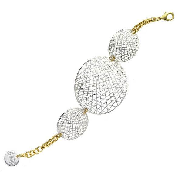 1AR by UnoAerre Fine Silver and Gold EP Oval Mesh Disc Bracelet