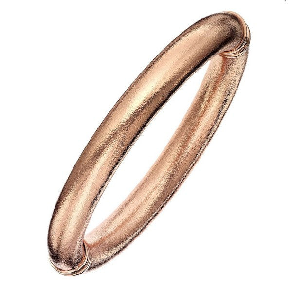 1AR by UnoAerre 18KT GEP 10mm Rose Gold Plated Mill Grained Bangle