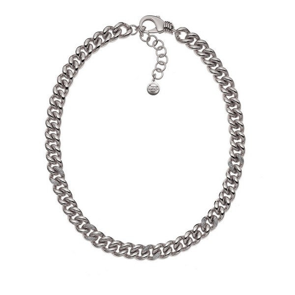 1AR by UnoAerre Rhodium Plated Venetian Link Necklace with Diamond Dust