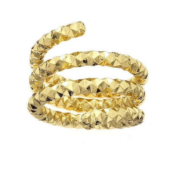 1AR by UnoAerre 18KT gold plated diamond cut coil ring