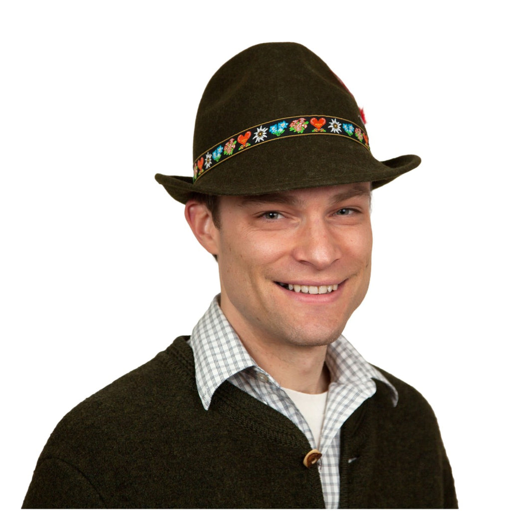 Men's Hat Costume Hat Felt Hat with Cord Unisex Tyrolean Hiking Hat Oktoberfest 