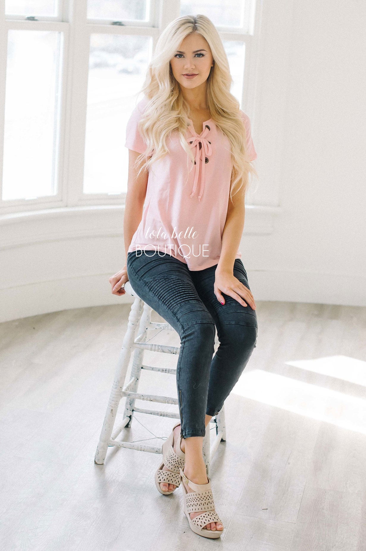 Soft As Ever Light Pink Lace Front Top