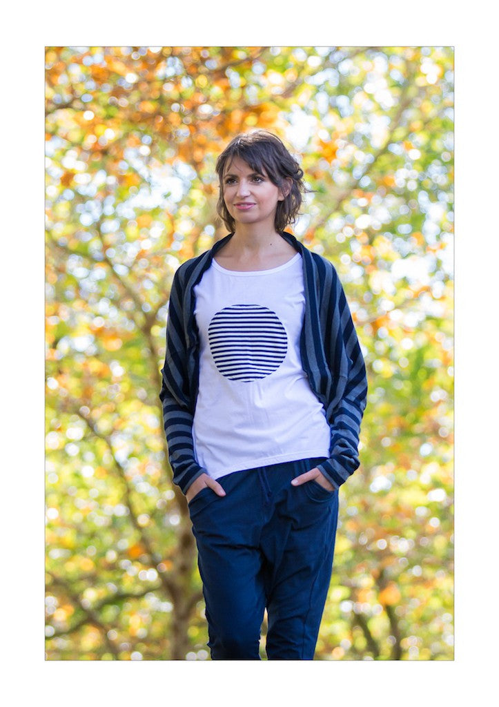 Spot On Top - White/Navy Stripe