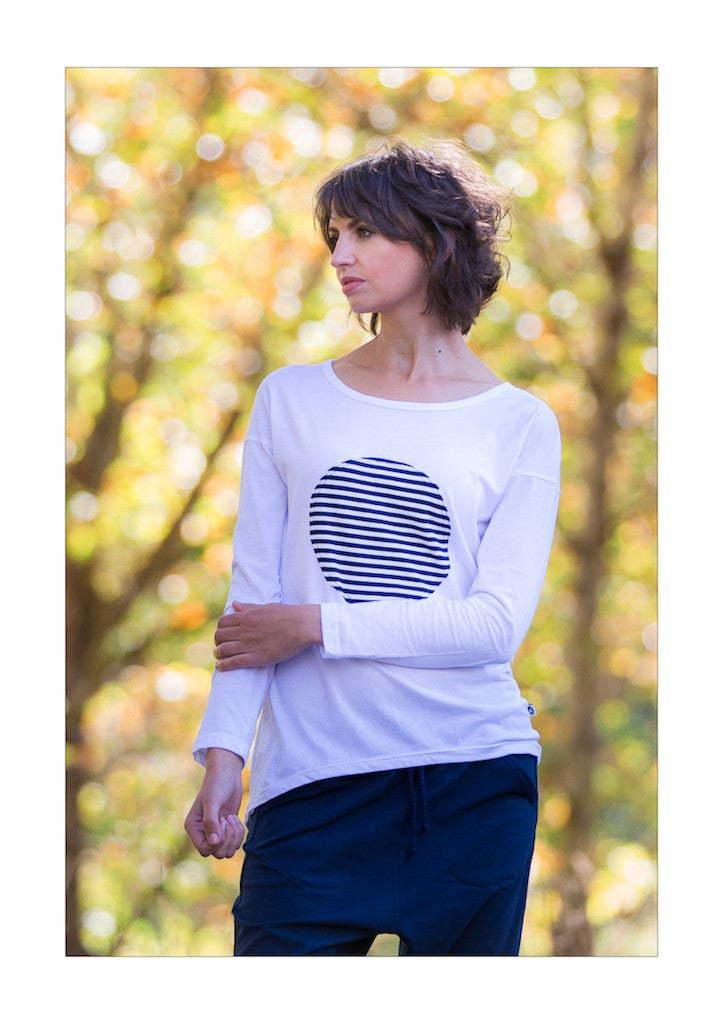 Spot On Top - White/Navy Stripe