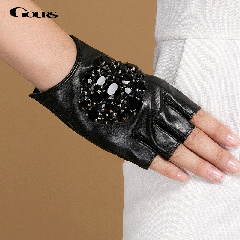 leather half gloves ladies