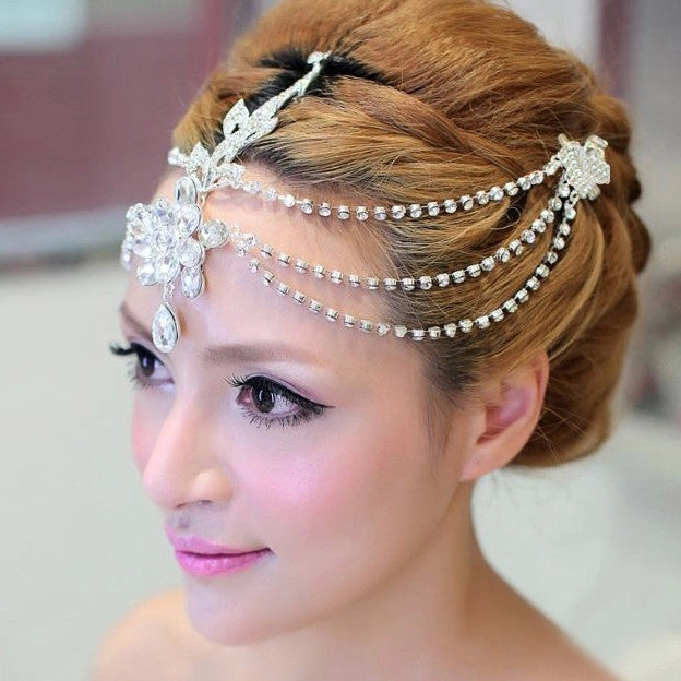 Crystal Head Chain Indian Head Jewelry Rhinestone Headbands Wedding