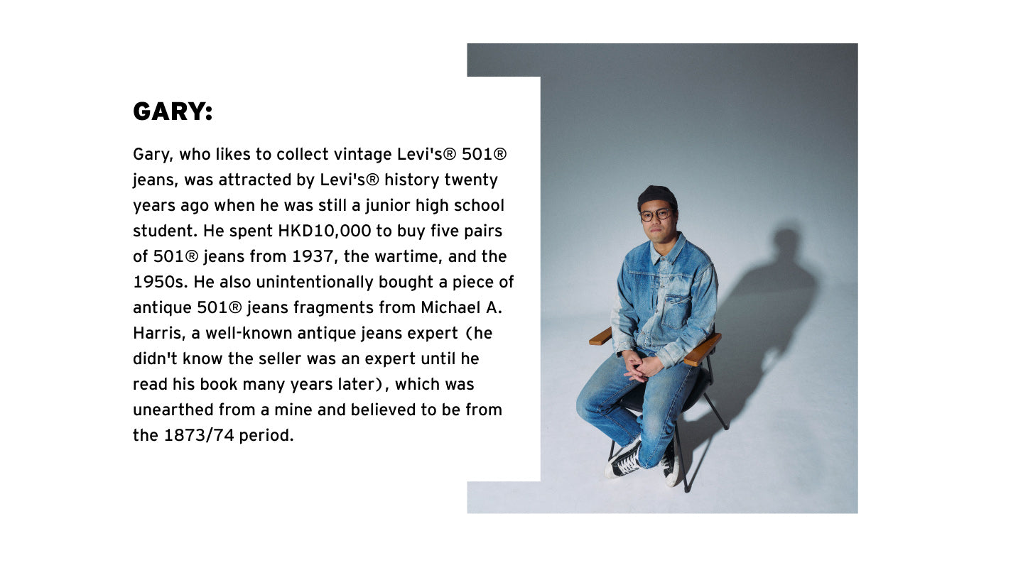 Man styled in Levi's 501 outfit are sitting on the chair - Levi's Hong Kong