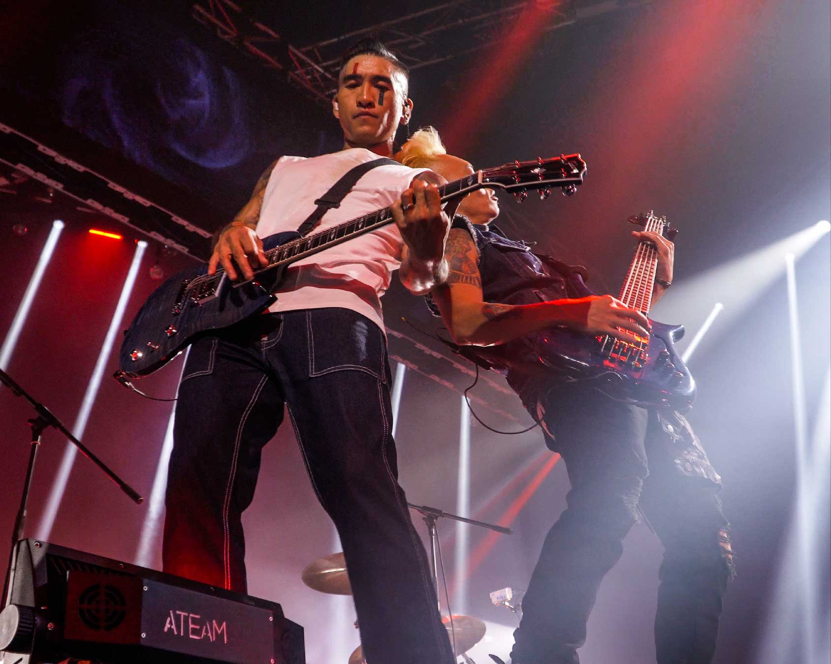 The Lead Singer and Bass Guitarist of Kolor Playing Guitar on the Stage - Levi's Hong Kong Music