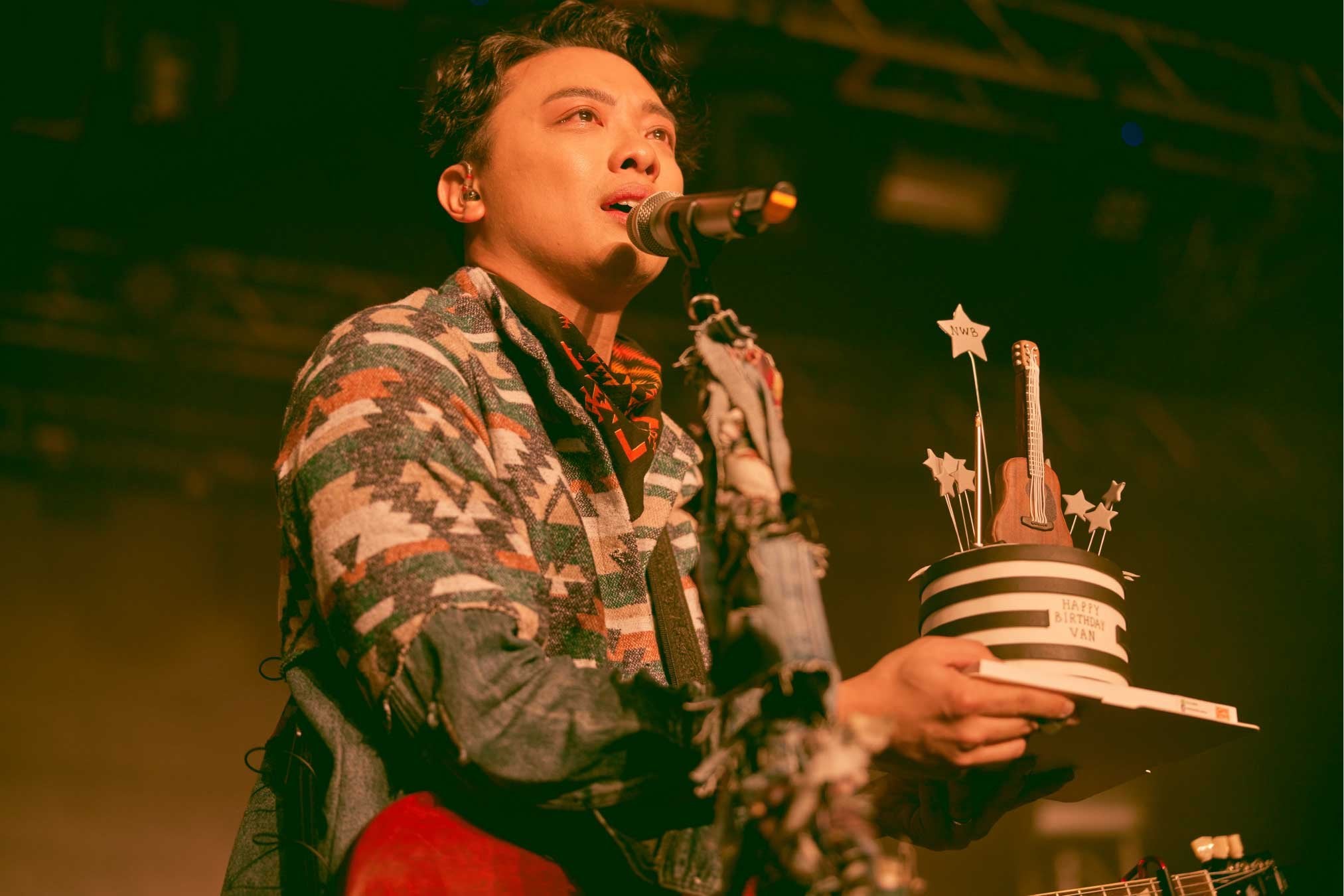 The Lead Singer of Nowhere Boys Hold a Cake on the Stage - Levi's Hong Kong Music