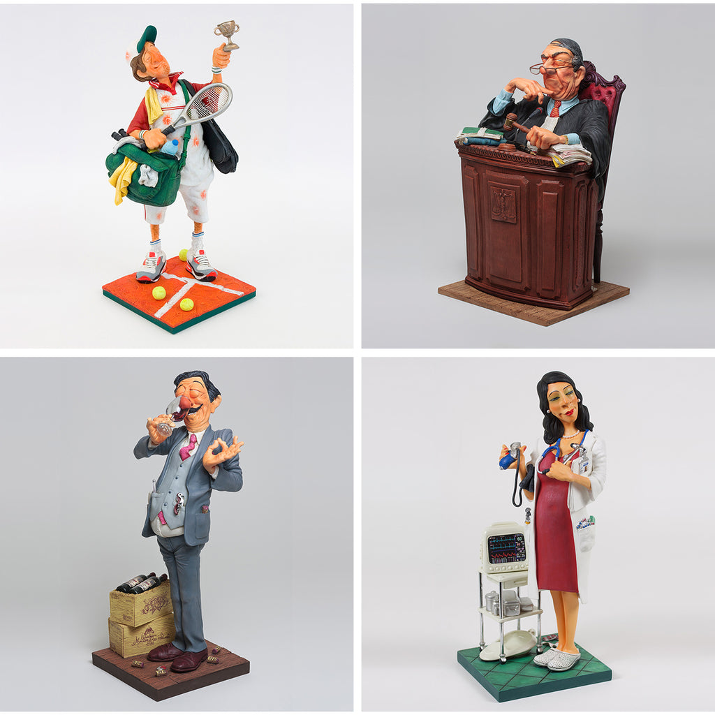 Some of Forchino's Professional Sculptures - a Tennis Player, Judge, and Lady Doctor and Wine Taster