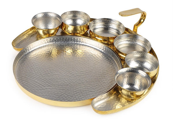 Brass Crescent Thali by AnanTaya Decor 