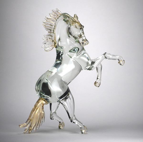 Glass Sculpture of Prancing Horse From Murano, Italy