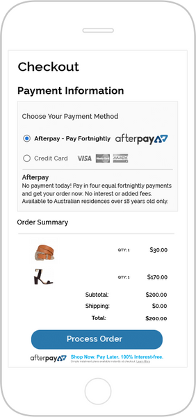 Afterpay pay for your purchases in 4 fortnightly instalments
