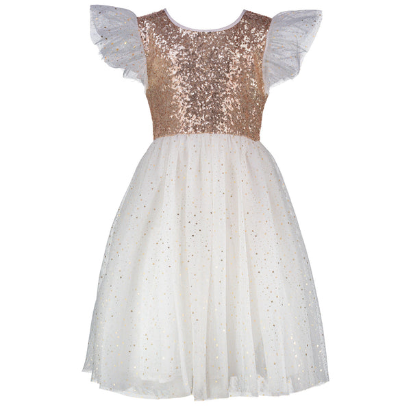 white shimmer dress