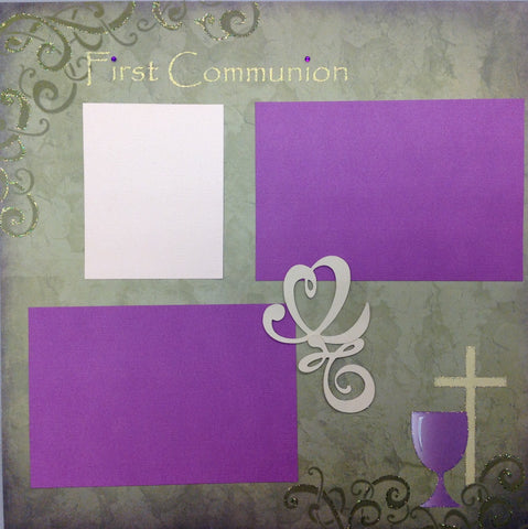 Premade Scrapbook Page (1) 12"x12" FIRST COMMUNION - Scrapbook Kyandyland