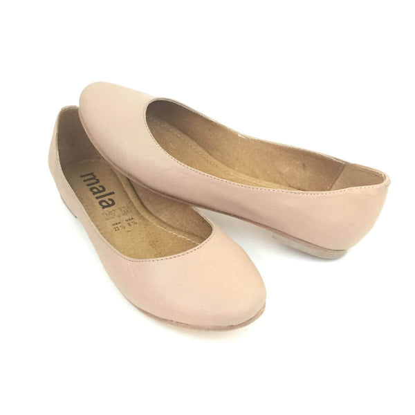 Darby Nude Leather Flats – Mala