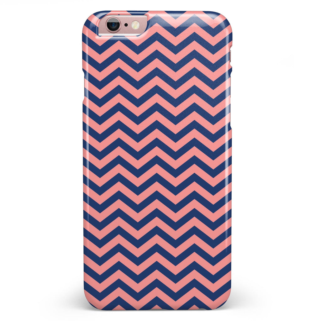 coral and navy chevron pattern
