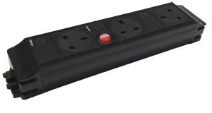 Under Desk P-Pack 3 x individually fused sockets orientated west / north / east master switch