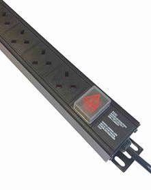 Vertical 13A UK PDU with 13A plug and switch to 3m lead : 10-way 13 amp