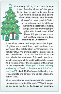 Gospel Tract – The Meaning of Christmas – Moments With The Book