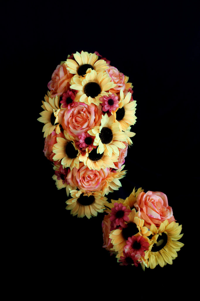 Fall Casacding Sunflower Wedding Bouquet Collection Detail