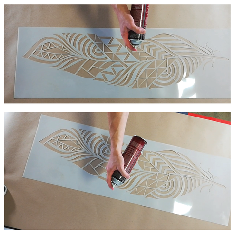 Spray adhesive on a back of your stencil 