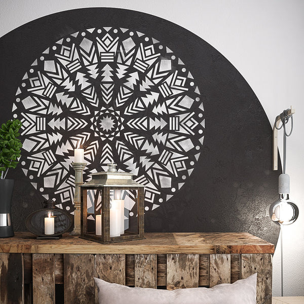 NATIVE MANDALA STENCIL- LARGE WALL STENCILS- WALL ART STENCIL