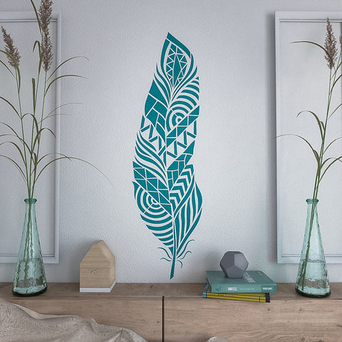 feather wall stencil- large wall stencils for painting
