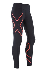 2XU Mid-Rise Compression Tight Black/Coral image 6 - The Sports Edit