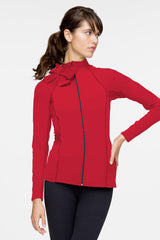 Beyond Yoga x Kate Spade New York Neck Bow Jacket Posy Red image 1 - The Sports Edit