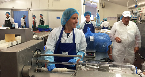 Sasha Conlan making sausages