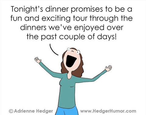 Humorous cartoon about dinner