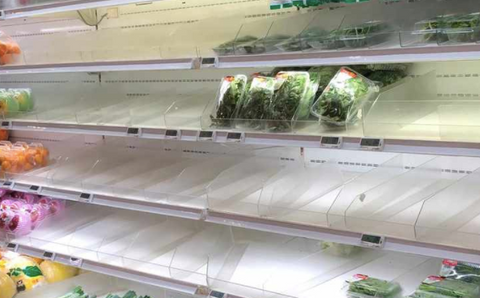 Empty shelves at supermarkets