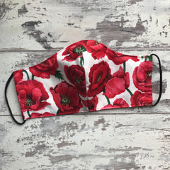 Red Poppies - Large Flowers Face Mask