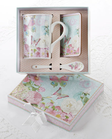Butterfly Gift Boxed Porcelain Mug Set