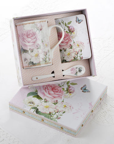 Rose Gift Boxed Porcelain Mug Set