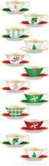 Christmas Holiday Tea Cups Teapots Bookmarks