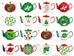 Christmas Holiday Teapots Note Cards