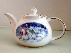 Round Teapot Snow People