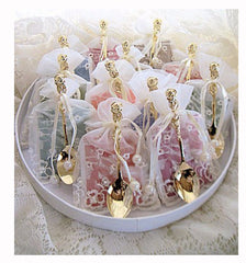 Tea Bag Favors with Gold Rose Spoons