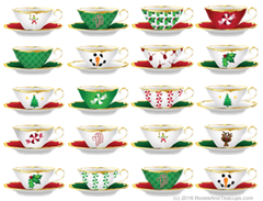 Christmas Holiday Tea Cups Note Cards