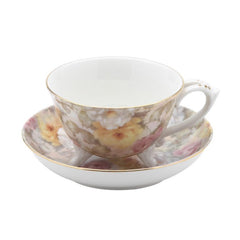 Porcelain Tea Cup and Saucer in Victorian Ramble Rose Chintz