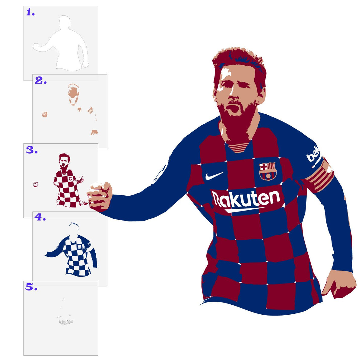 Lionel Messi Layered Stencil Set | Stencil Stop