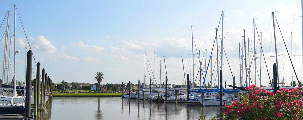 Seabrook Marina floating docks in Seabrook Texas near Galveston Bay