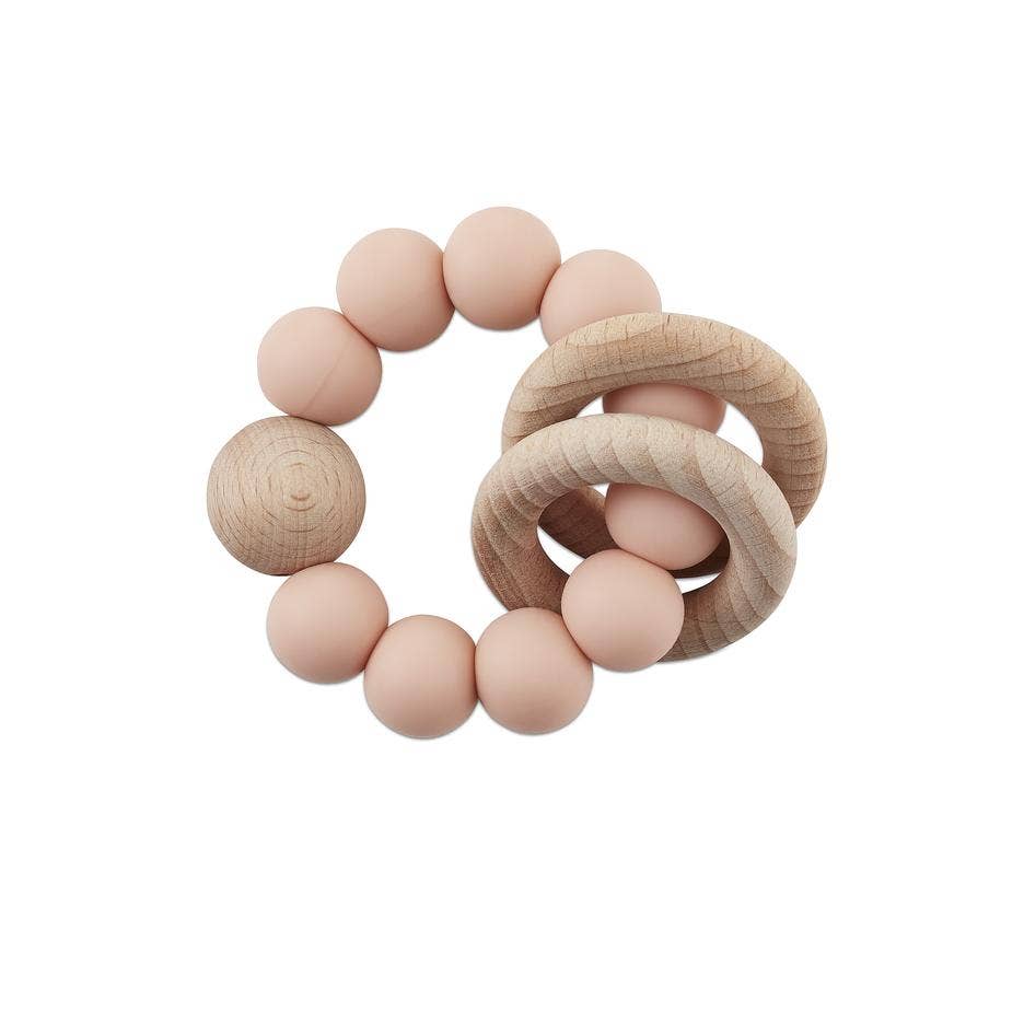 peach teething rattle