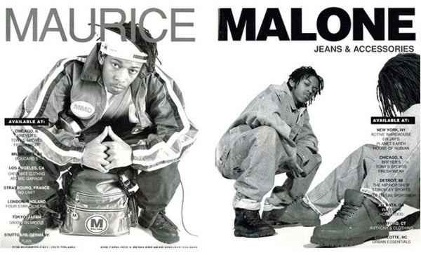 Maurice Malone 1993 hip-hop streetwear advertisement photographed by Tar