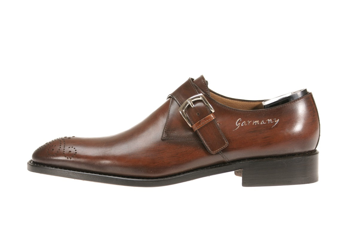 Toronto Custom Leather Monks Shoes for Men's Handmade Italy