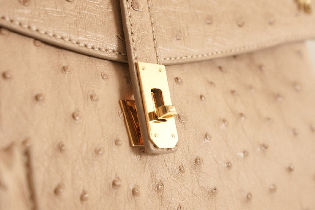 Handbag, Italian Leather, Ostrich,